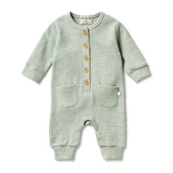 Wilson & Frenchy Organic Waffle Pocket Growsuit Sage