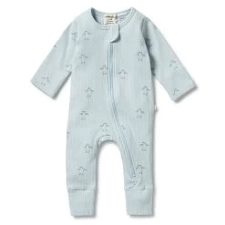 Wilson & Frenchy Organic Rib Zipsuit With Feet Little Penguin