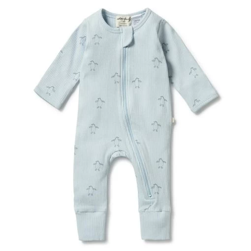 Wilson & Frenchy Organic Rib Zipsuit With Feet Little Penguin -Baby Haven Shop 130064