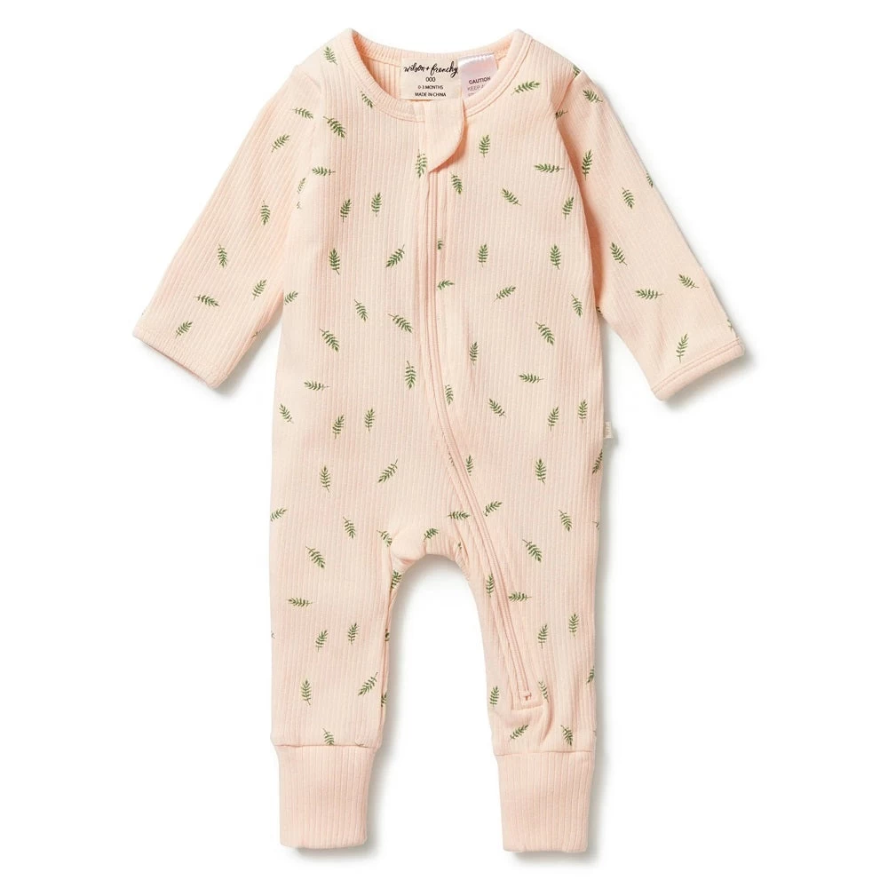 Wilson & Frenchy Organic Rib Zipsuit With Feet Falling Leaf / Prem 1 Wilson & Frenchy Organic Rib Zipsuit With Feet Falling Leaf / Prem
