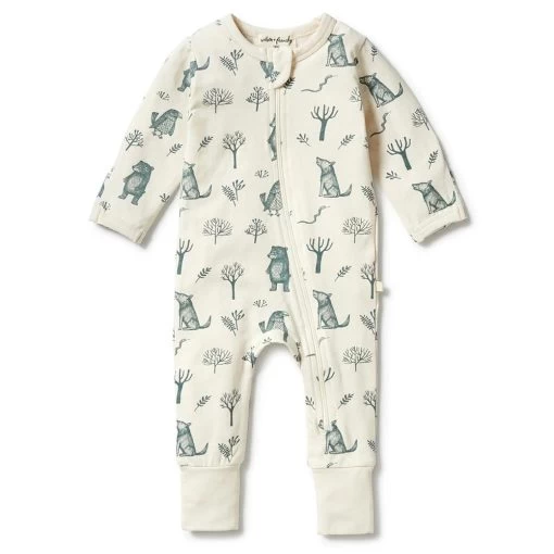 Wilson & Frenchy Organic Zipsuit With Feet The Woods -Baby Haven Shop 130297