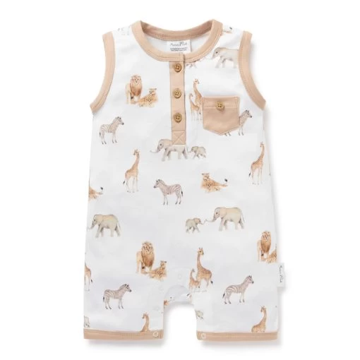 Aster & Oak Savanna Henley Romper -Baby Haven Shop 131291
